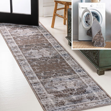 Alanya Ornate Medallion Washable Area Rug